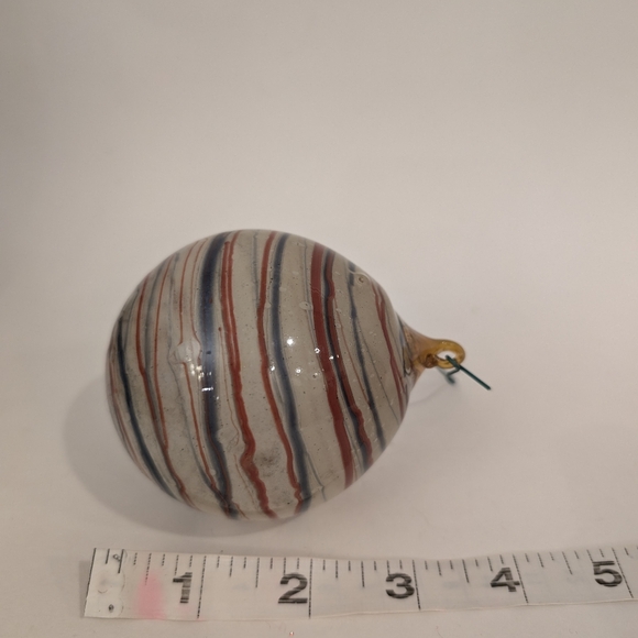 Handmade Blown Glass Orb Ornament Ball Holiday Christmas Earth Tones 3.5" - Picture 8 of 8